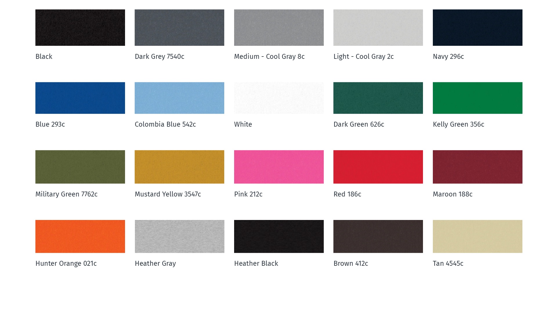 Fabric color swatches